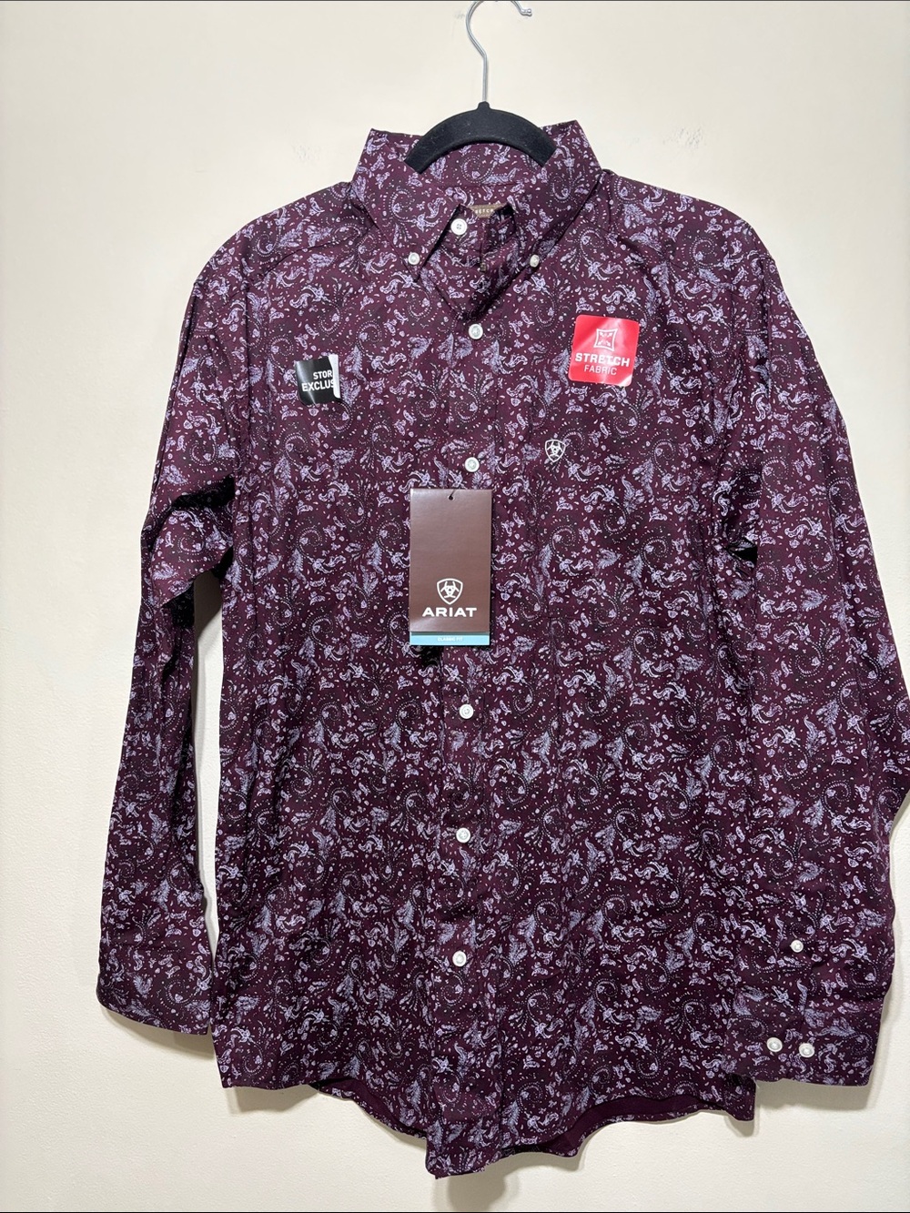 Ariat Men's Maroon Paisley Button-Down Shirt